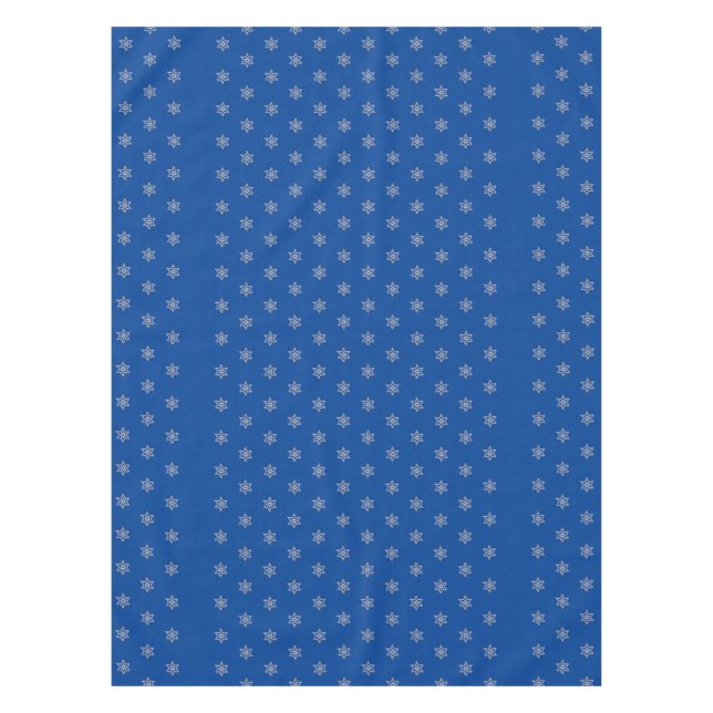 Dark Blue Jewish Holiday Tablecloth with Stars (Front)