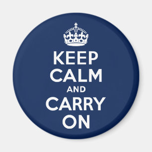 Dark Blue Keep Calm and Carry On Magnet