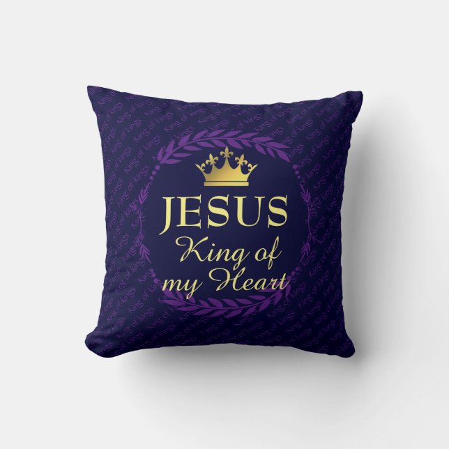 Dark Blue | KING OF MY HEART | Christmas | JESUS  Cushion (Front)