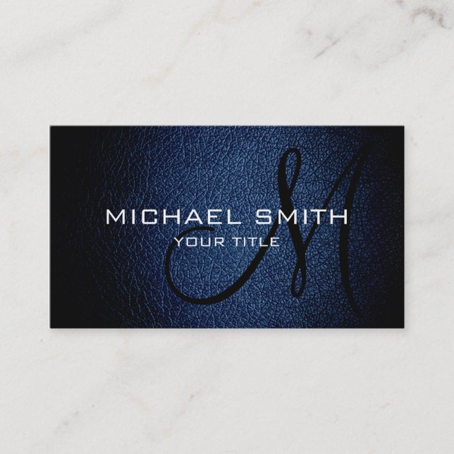 Dark Blue leather Business Card (Front)