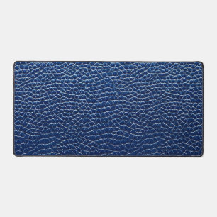 Dark blue leather pattern desk mat