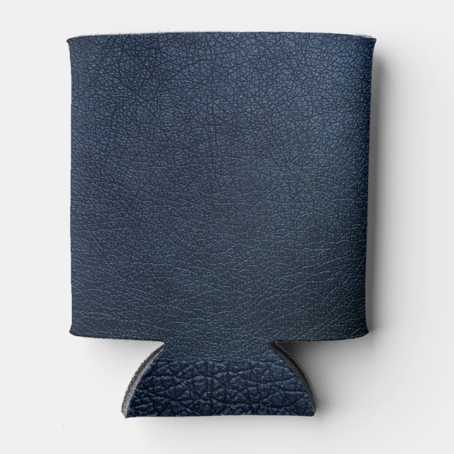 Dark Blue Leather Texture Surface Can Cooler (Front)