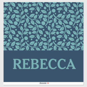 Dark Blue & Light Blue Leaf Pattern Luggage