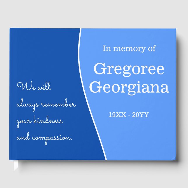 Dark Blue, Light Blue, White Curvy Line Guestbook (Front)