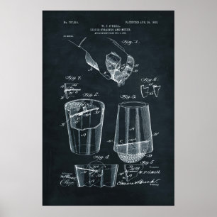 Dark Blue   Liquid Strainer and Mixer Patent Poster