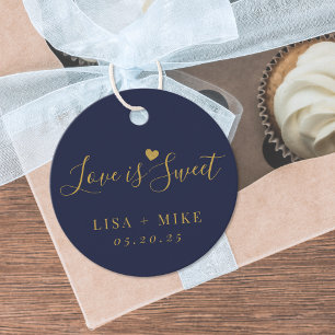 Dark Blue Love is Sweet Wedding Favour Tags