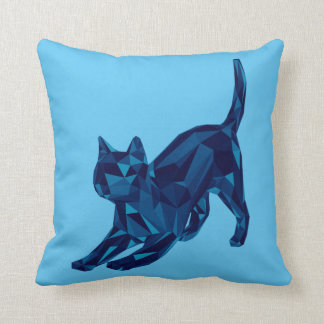 Dark Blue Lowpoly Cat Cushion