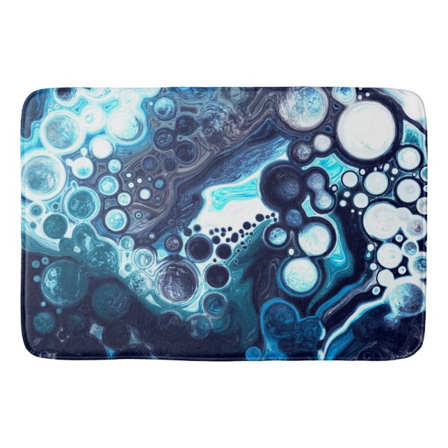 Dark Blue Marble Digital Fluid Art  Bath Mat (Front)