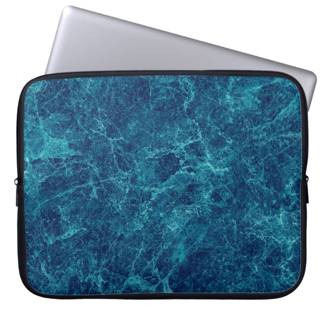 Dark blue marble texture laptop sleeve (Front)