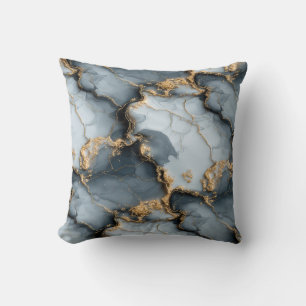 Dark Blue Marble Texture with Liquid Gold Veins Cushion