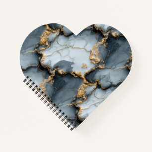 Dark Blue Marble Texture with Liquid Gold Veins Notebook