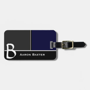 Dark Blue  MasculineMonogrammed Custom Luggage Tag