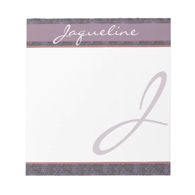 Dark Blue Mauve Rust Monogram Notepad (Front)