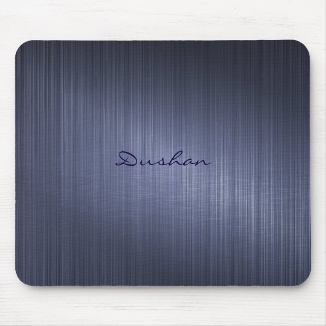 Dark Blue Metallic Design Brushed Aluminium Look Mouse Pad (Front)