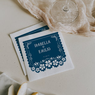 Dark Blue   Mexican Papel Picado Wedding Napkin