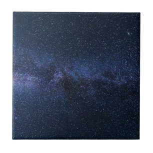 Dark Blue Milky Way Universe Stars Pattern Ceramic Tile