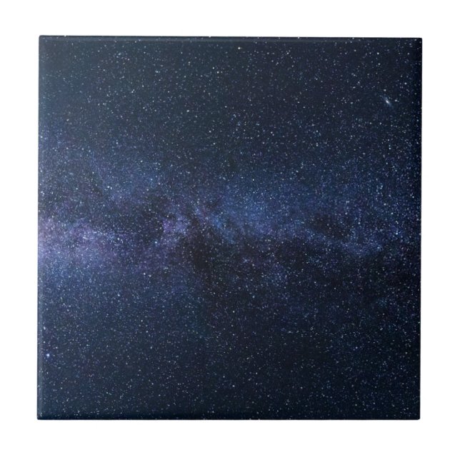 Dark Blue Milky Way Universe Stars Pattern Ceramic Tile (Front)
