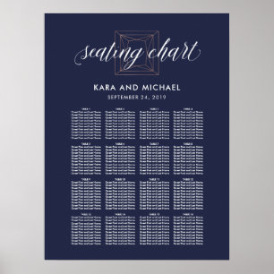 Dark Blue Modern Diamond Wedding Seating Chart
