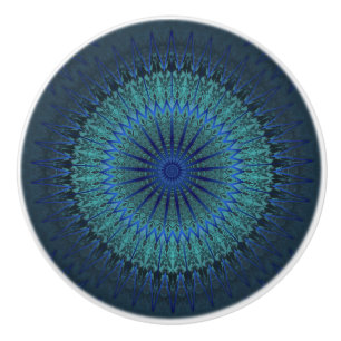 Dark Blue Modern Mandala Ceramic Knob