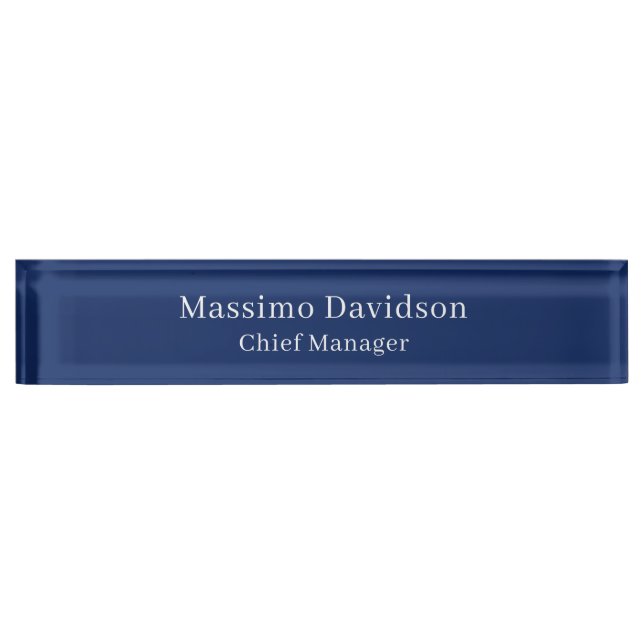 Dark Blue Modern Minimalist Simple Serif Font Nameplate (Front)