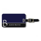 Dark Blue Monogrammed Custom Luggage Tag