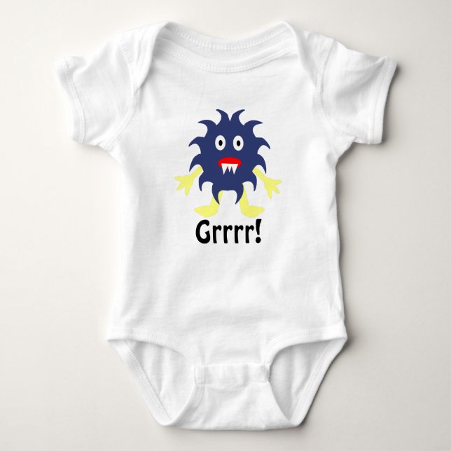 Dark Blue Monster Infant Outfit Baby Bodysuit (Front)