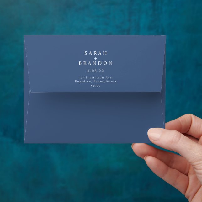 Dark Blue Name Adress Wedding  Envelope (Hand)