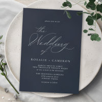 Dark Blue Navy | Simple Vintage Script Wedding