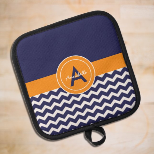 Dark Blue Orange Chevron Pot Holder (Creator Uploaded)
