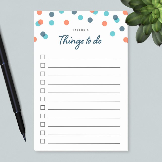 Dark Blue Orange Confetti Things To Do List Post-it Notes (Creator Uploaded)