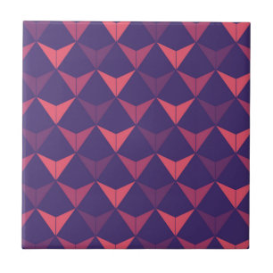 Dark Blue Orange Geometric Triangle Pattern Ceramic Tile