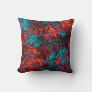 Dark blue orange textured texture suede marble gra cushion