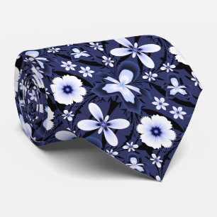 Dark Blue Orchid Elegant Flower Tie