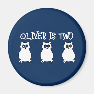 Dark Blue Owl Birthday Magnet