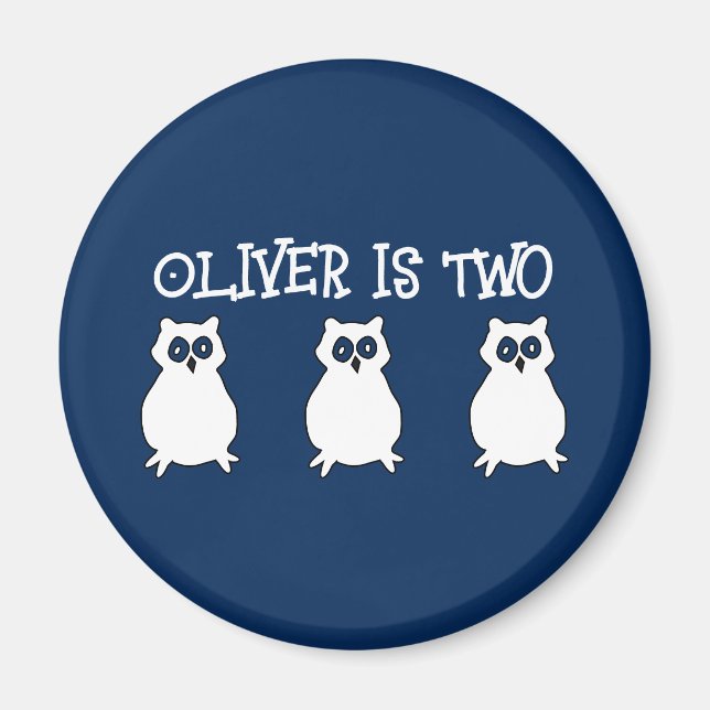  Dark Blue Owl Birthday  Magnet (Front)