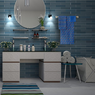 Dark blue Pattern mini wildflower Bath Towel Set