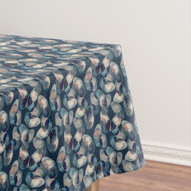 Dark blue pattern with buttreflies tablecloth (In Situ)