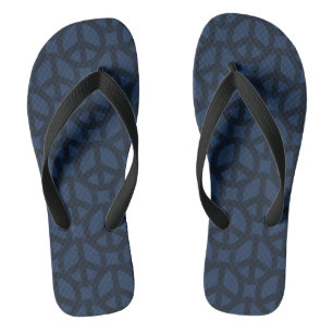 Dark Blue Peace Sign Thongs