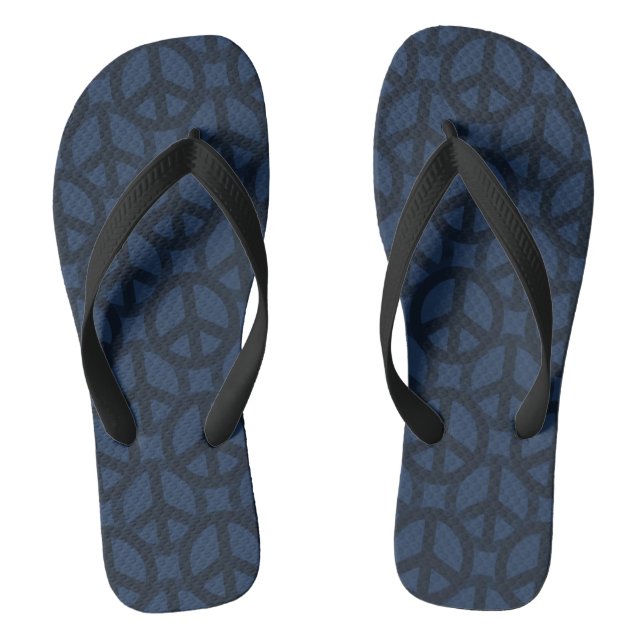 Dark Blue Peace Sign Thongs (Footbed)