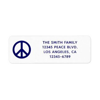 Dark Blue Peace Symbol Return Address Label