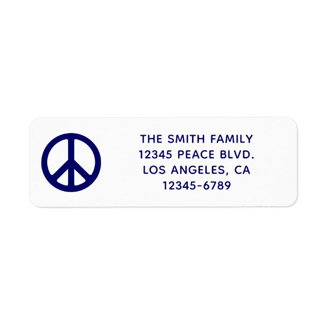 Dark Blue Peace Symbol Return Address Label (Front)