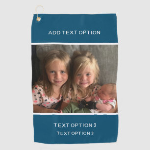 Dark Blue Personalised Custom Photo Golf Towel