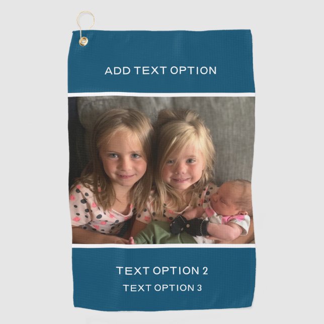 Dark Blue Personalised Custom Photo Golf Towel (Front)