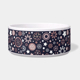 Dark blue pink gold metallic winter snowflakes