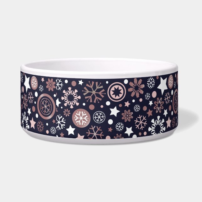 Dark blue pink gold metallic winter snowflakes (Front)