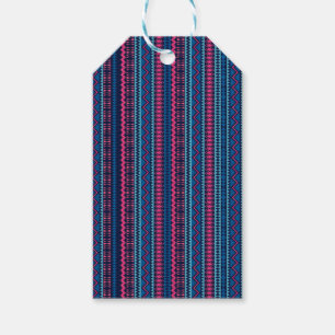 DARK BLUE & PINK TRIBAL PATTERNS GIFT TAGS