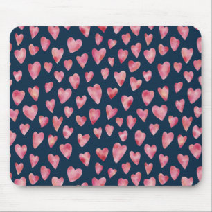 Dark Blue Pink Watercolour Mouse Mat