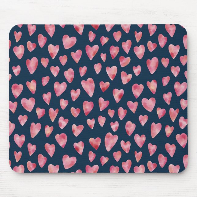 Dark Blue Pink Watercolour Mouse Mat (Front)