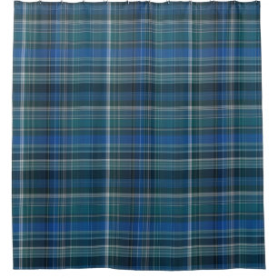 Dark Blue Plaid Pattern Shower Curtain