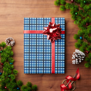 Dark Blue Plaid Wrapping Paper